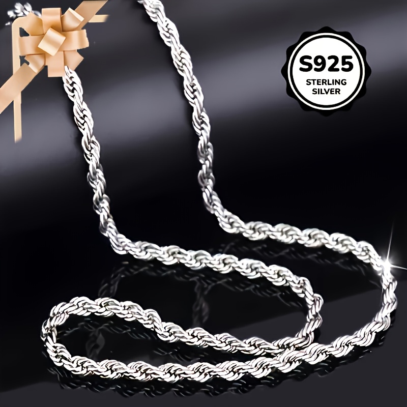 Women's 925 Silver Twisted Rope Chain Necklace